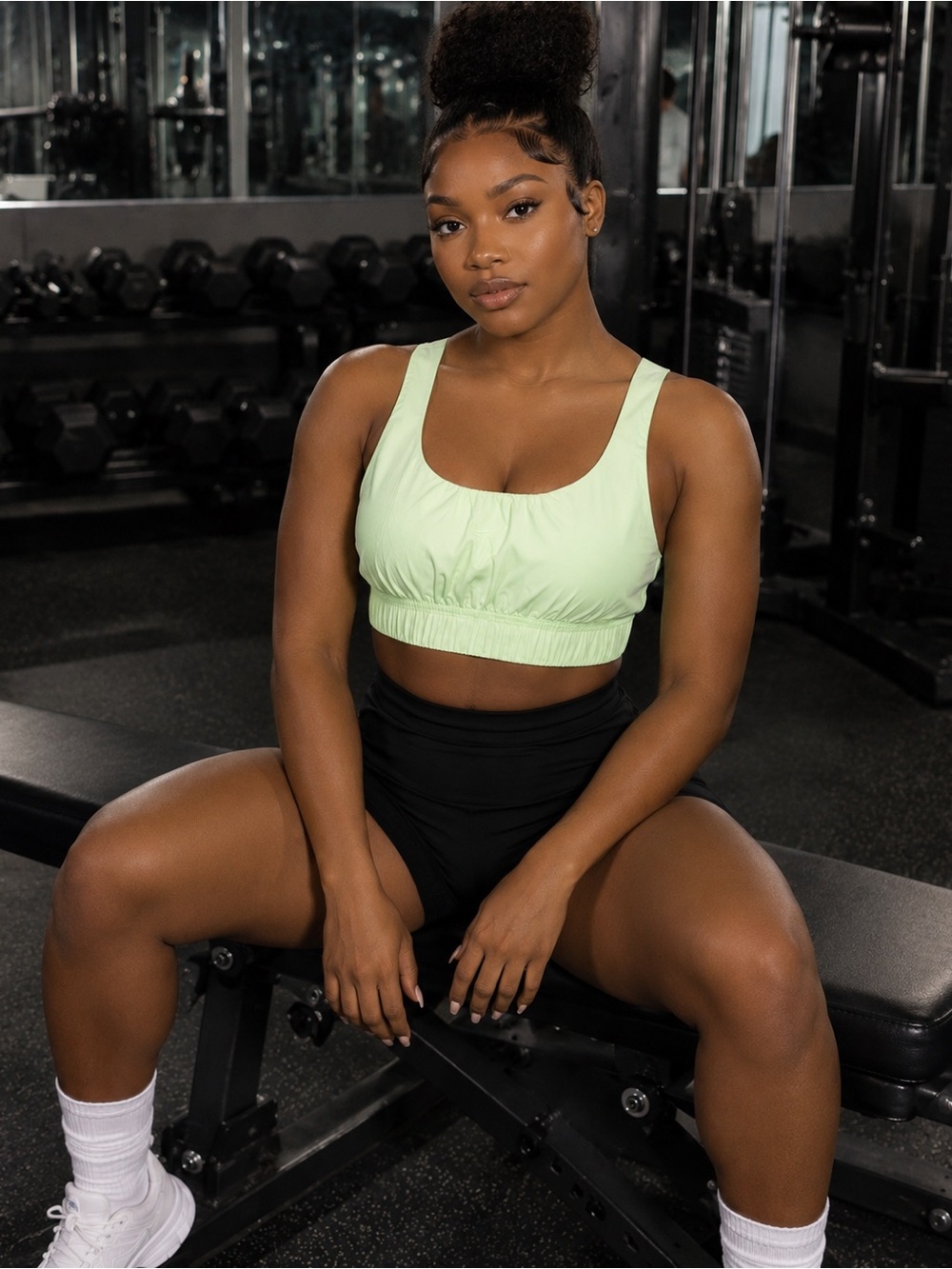 Nike Pale Lime Scoop Neck Crop Top